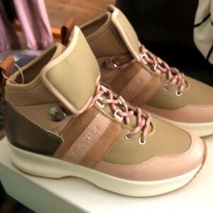 See By Chloe Pink and Tan High-Top Sneakers